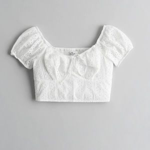 RUCHED EYELET CROP TOP